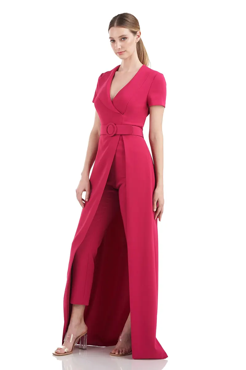 Garcelle Asymmetrical Collar Stretch-Crepe Jumpsuit