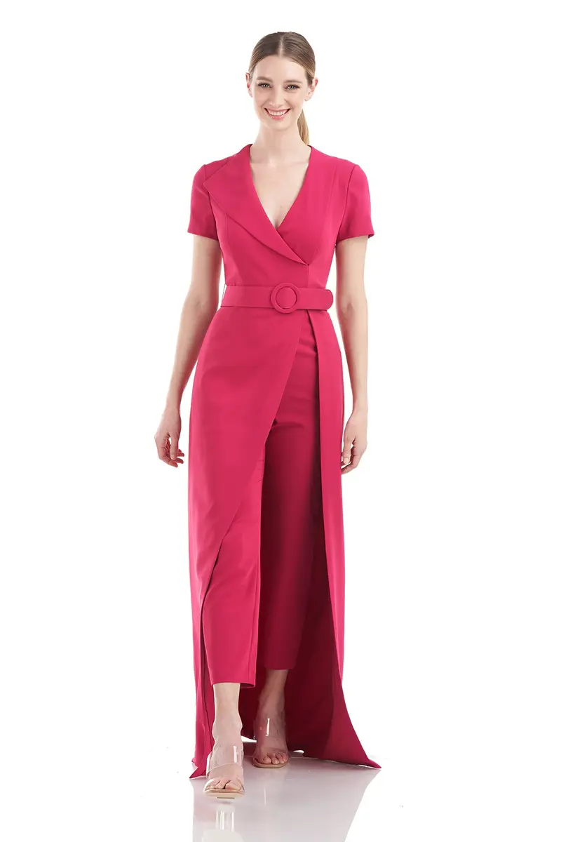 Garcelle Asymmetrical Collar Stretch-Crepe Jumpsuit