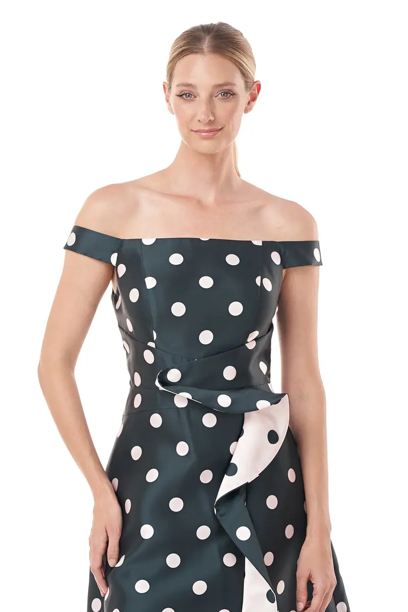 Gwyneth Polka Dot Jacquard Tea-Length Dress