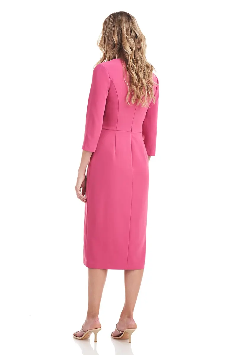 Helen Twist-Front Stretch Crepe Midi Dress