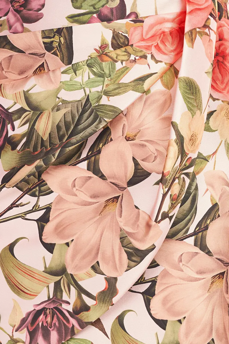 Hyacinth Botanical Rose Print Square-Neck Sheath Midi Dress