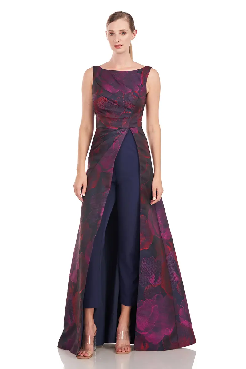 Indira Pixel Floral Jacquard Walk-Thru Jumpsuit