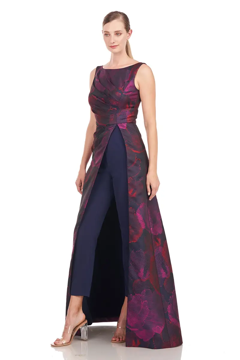 Indira Pixel Floral Jacquard Walk-Thru Jumpsuit