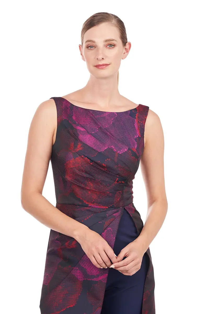 Indira Pixel Floral Jacquard Walk-Thru Jumpsuit