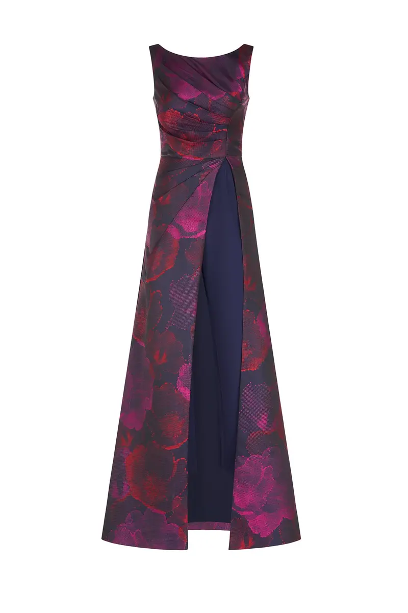 Indira Pixel Floral Jacquard Walk-Thru Jumpsuit