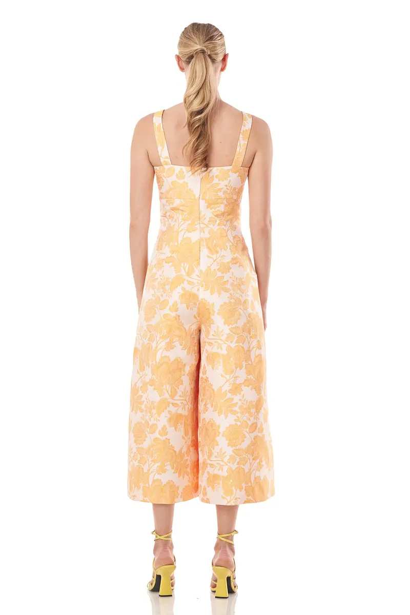 Ingrid Floral Jacquard Empire Waist Jumpsuit