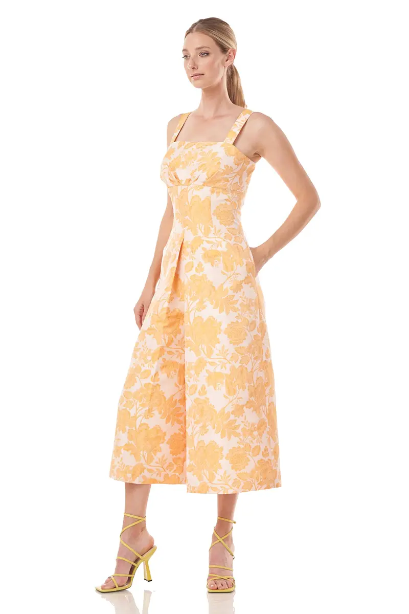 Ingrid Floral Jacquard Empire Waist Jumpsuit