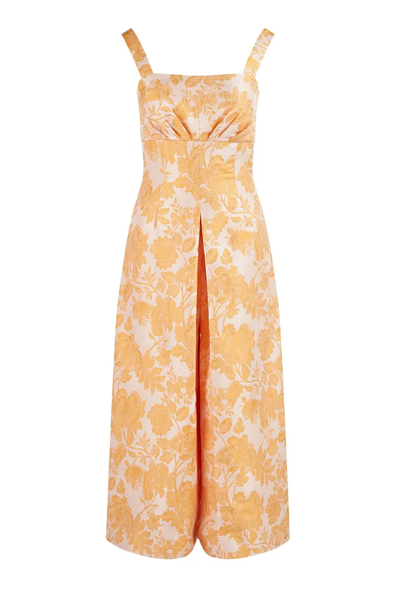 Ingrid Floral Jacquard Empire Waist Jumpsuit