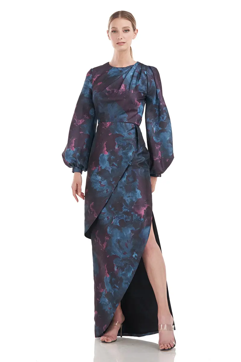 Isabel Floral Jacquard Column Gown