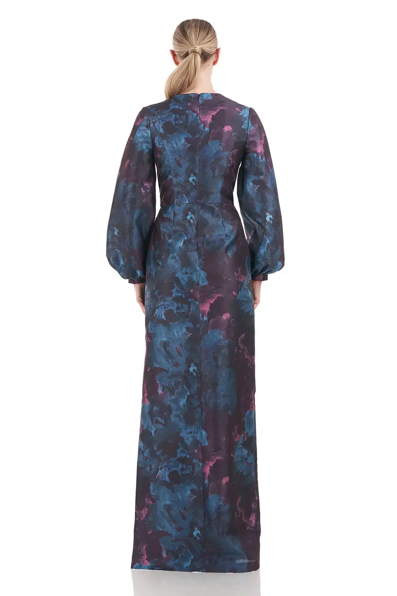Isabel Floral Jacquard Column Gown 2