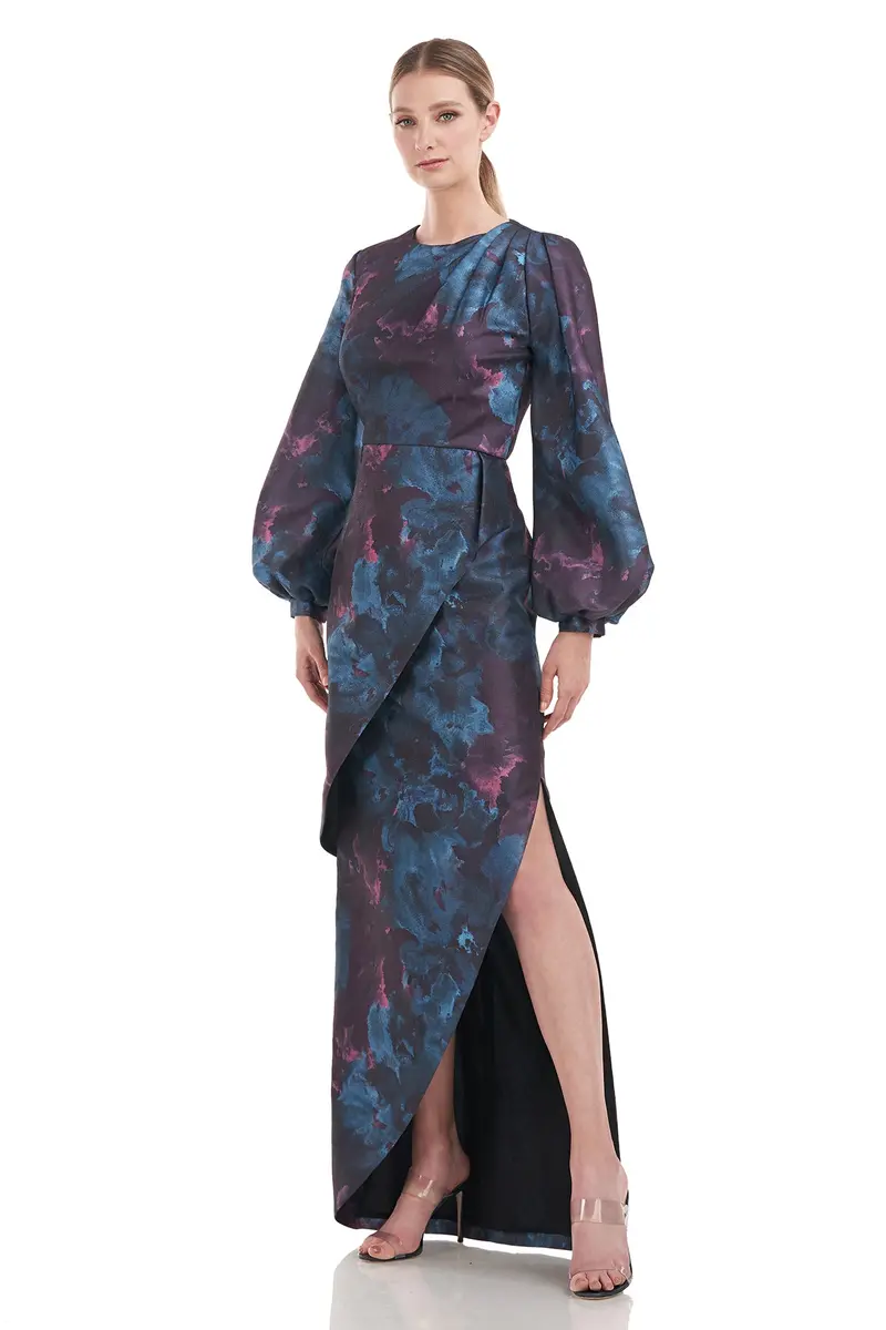 Isabel Floral Jacquard Column Gown