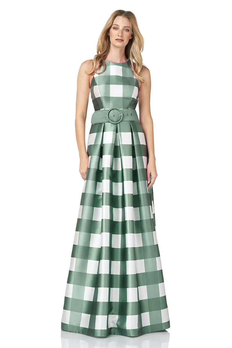 Jacqueline Gingham Mikado Gown with Princess Seams