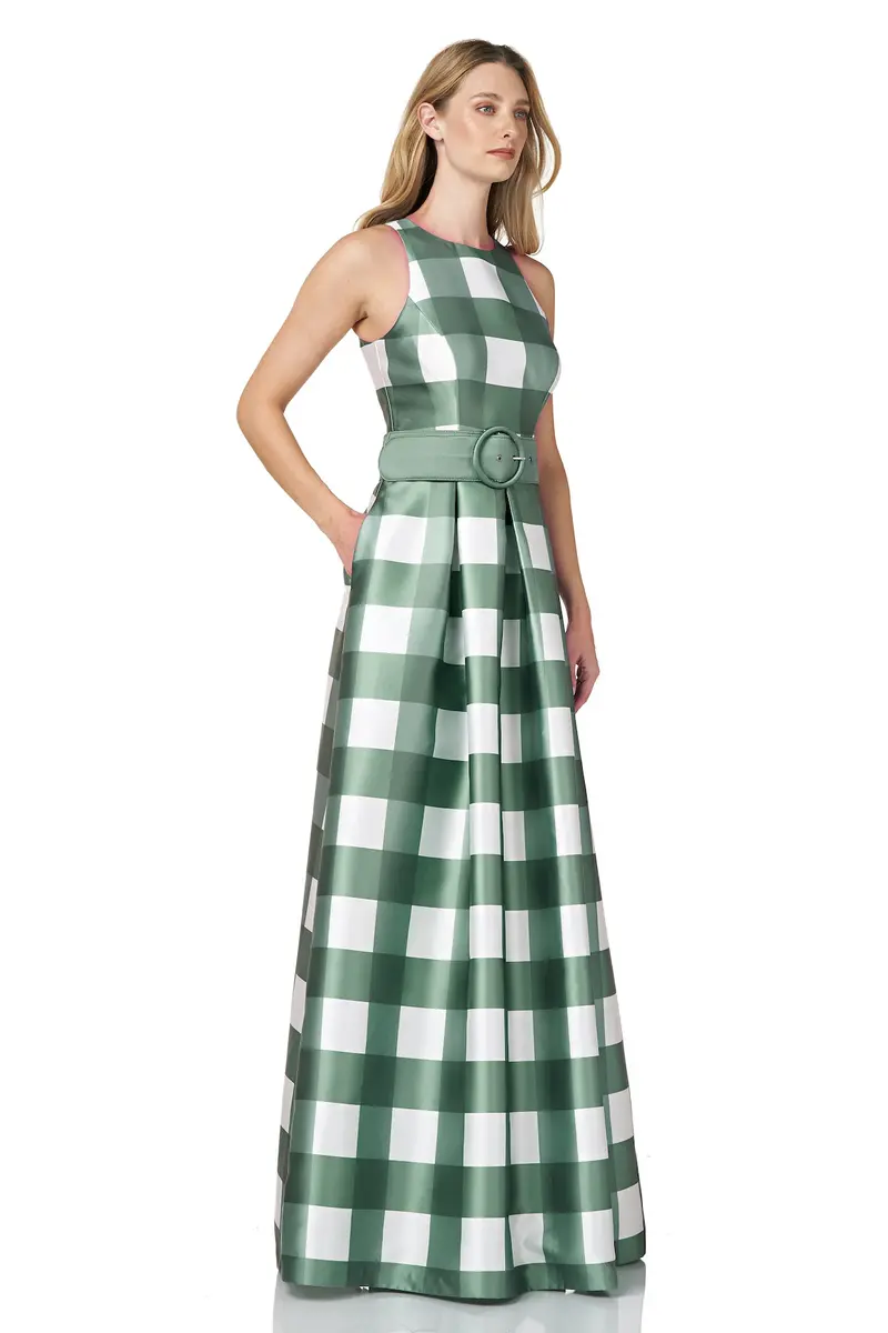 Jacqueline Gingham Mikado Gown with Princess Seams
