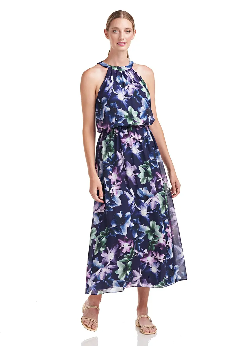 Jojo Halter Neck Windflower Chiffon Dress