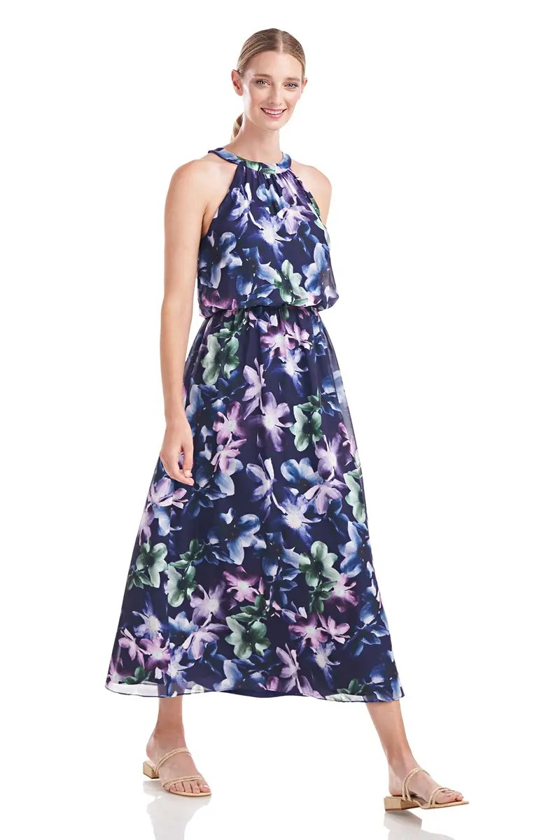 Jojo Halter Neck Windflower Chiffon Dress