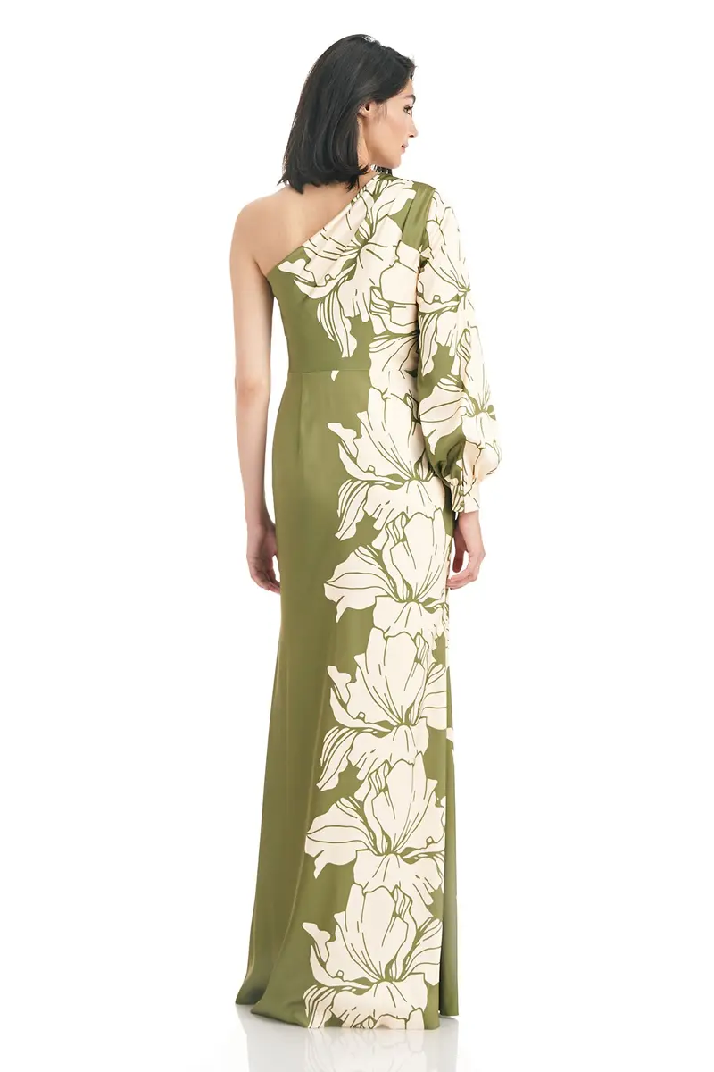 Kali One-Shoulder Mermaid Gown in Floral Stretch Charmeuse