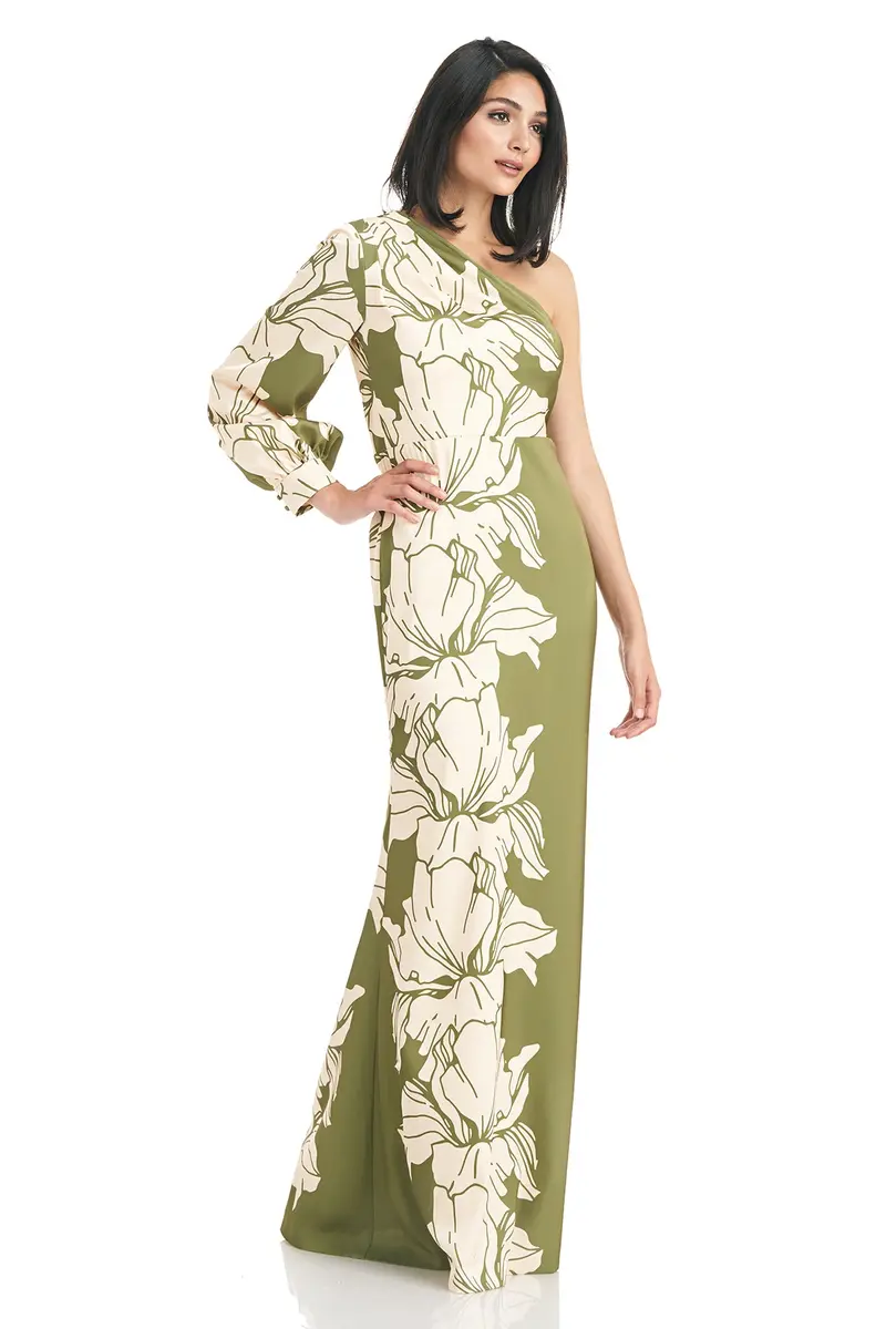 Kali One-Shoulder Mermaid Gown in Floral Stretch Charmeuse