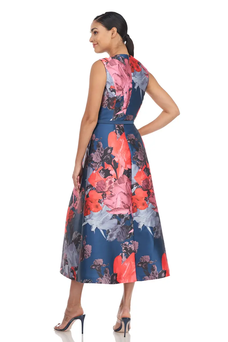 Karla Digital Floral Mikado Tea-Length Dress 2