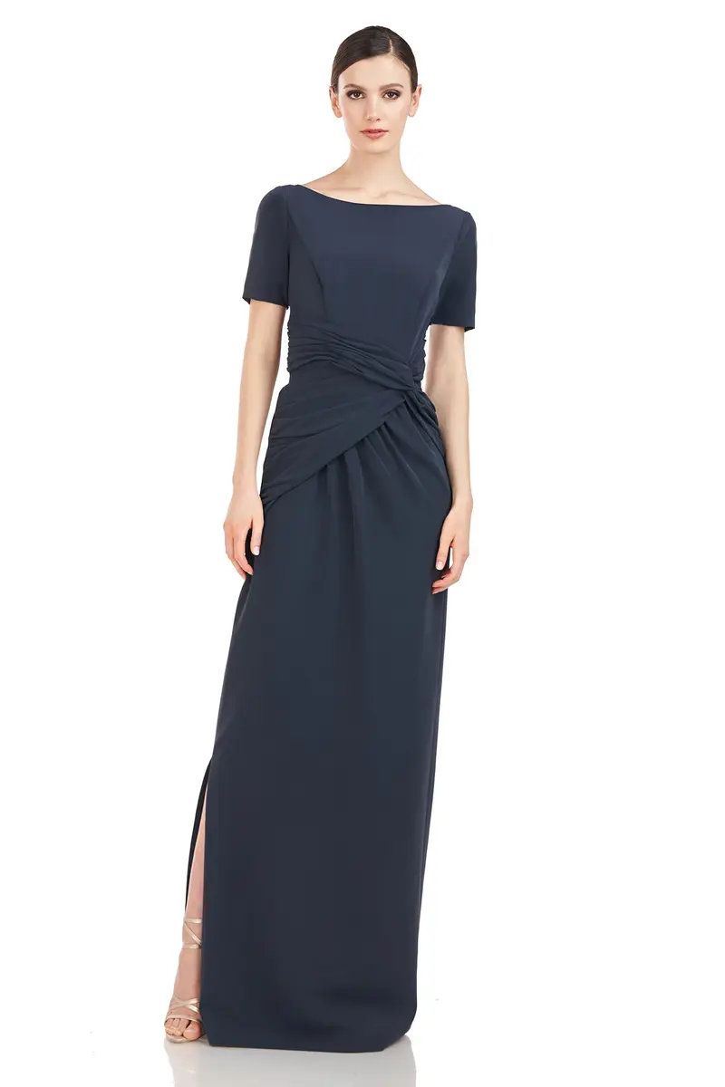 Kay Unger Garbo Stretch Crepe Column Gown