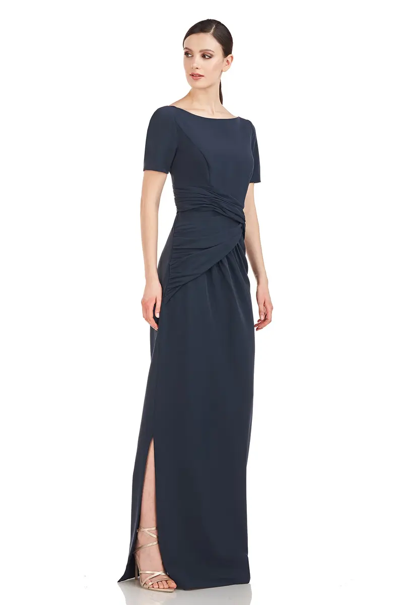 Kay Unger Garbo Stretch Crepe Column Gown
