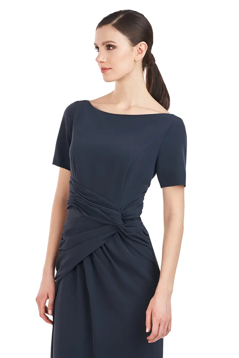 Kay Unger Garbo Stretch Crepe Column Gown