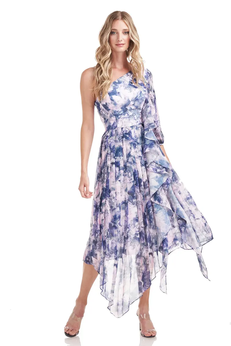 Kaylee One-Shoulder Ruffled Chiffon Midi Dress