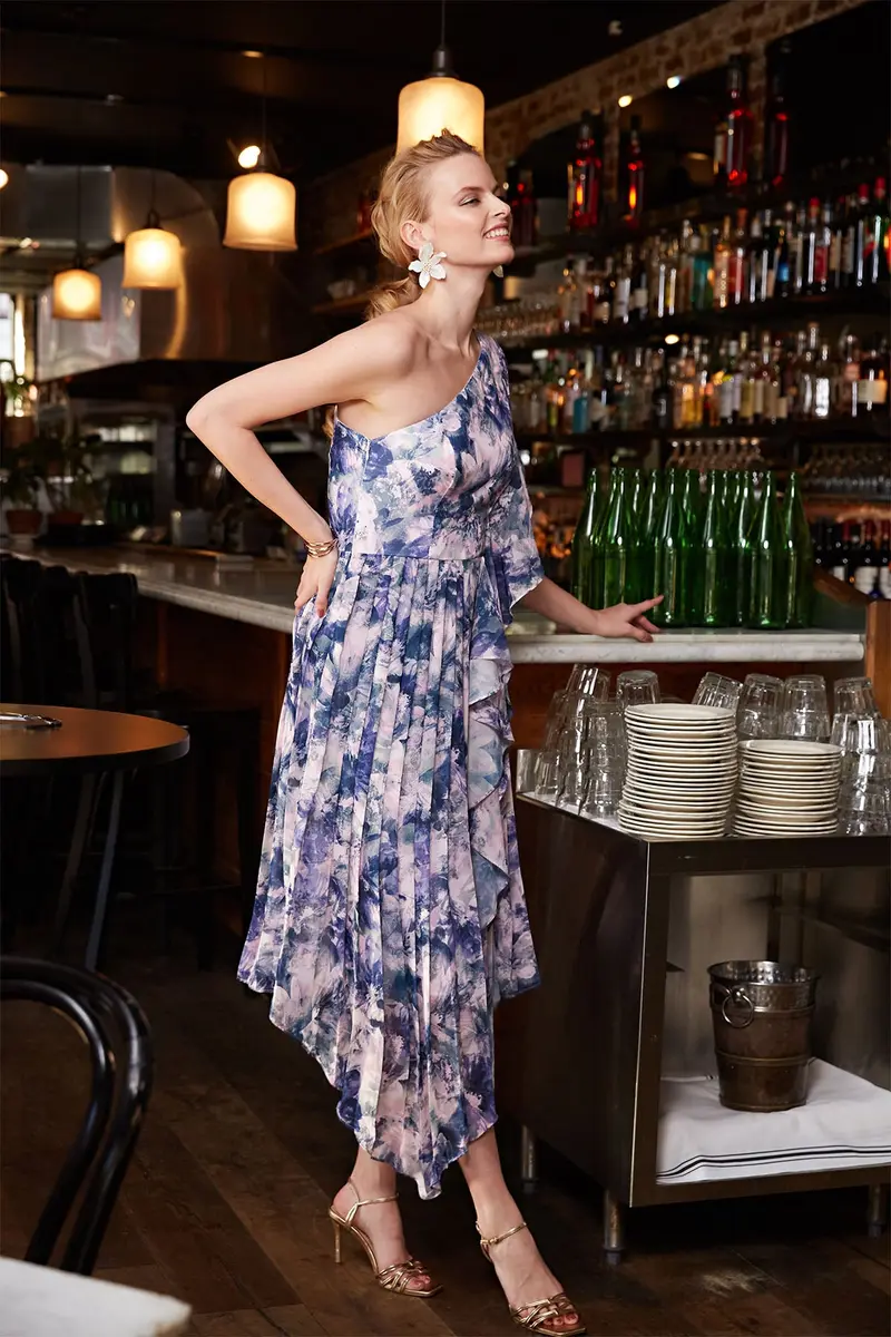 Kaylee One-Shoulder Ruffled Chiffon Midi Dress 2