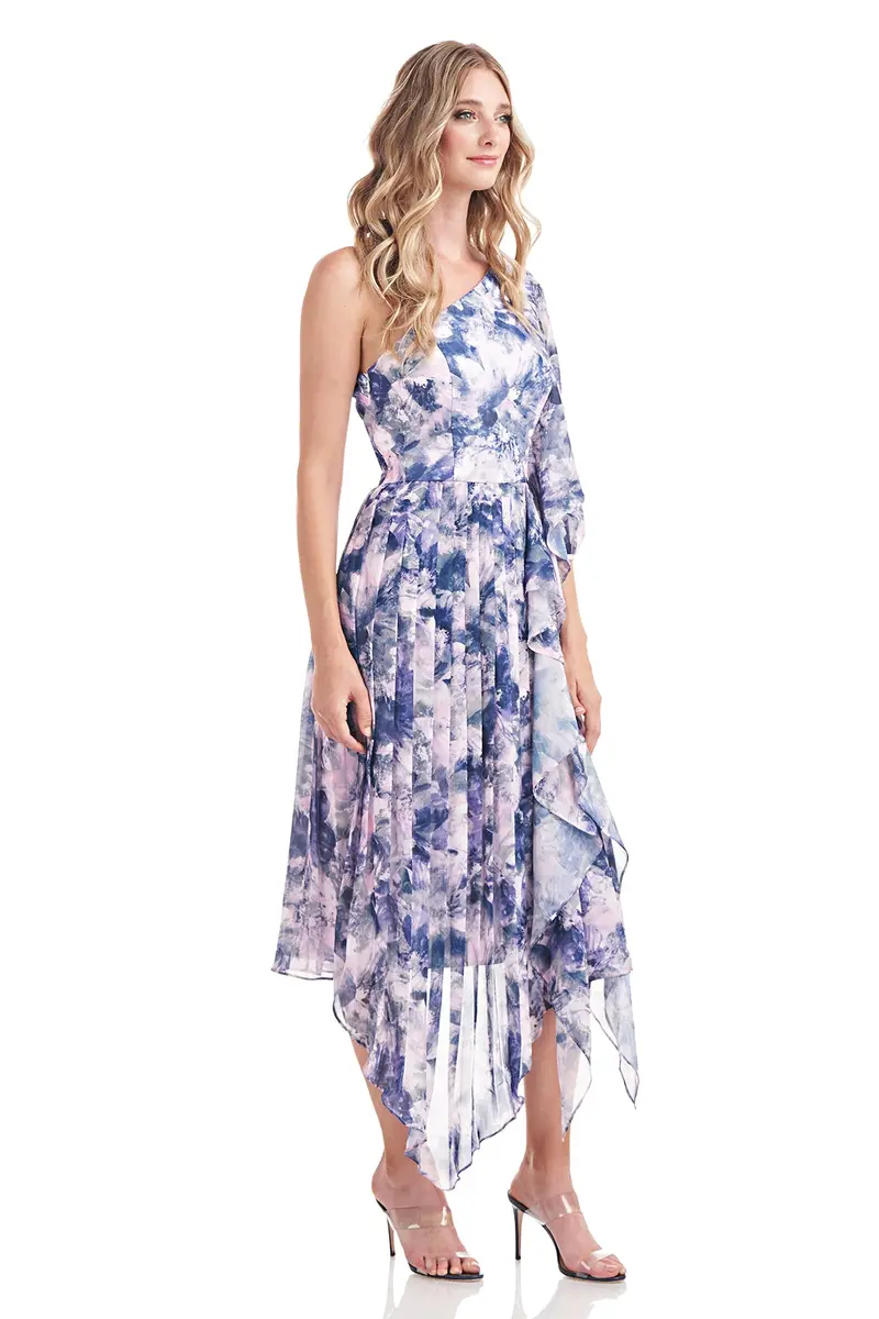 Kaylee One-Shoulder Ruffled Chiffon Midi Dress