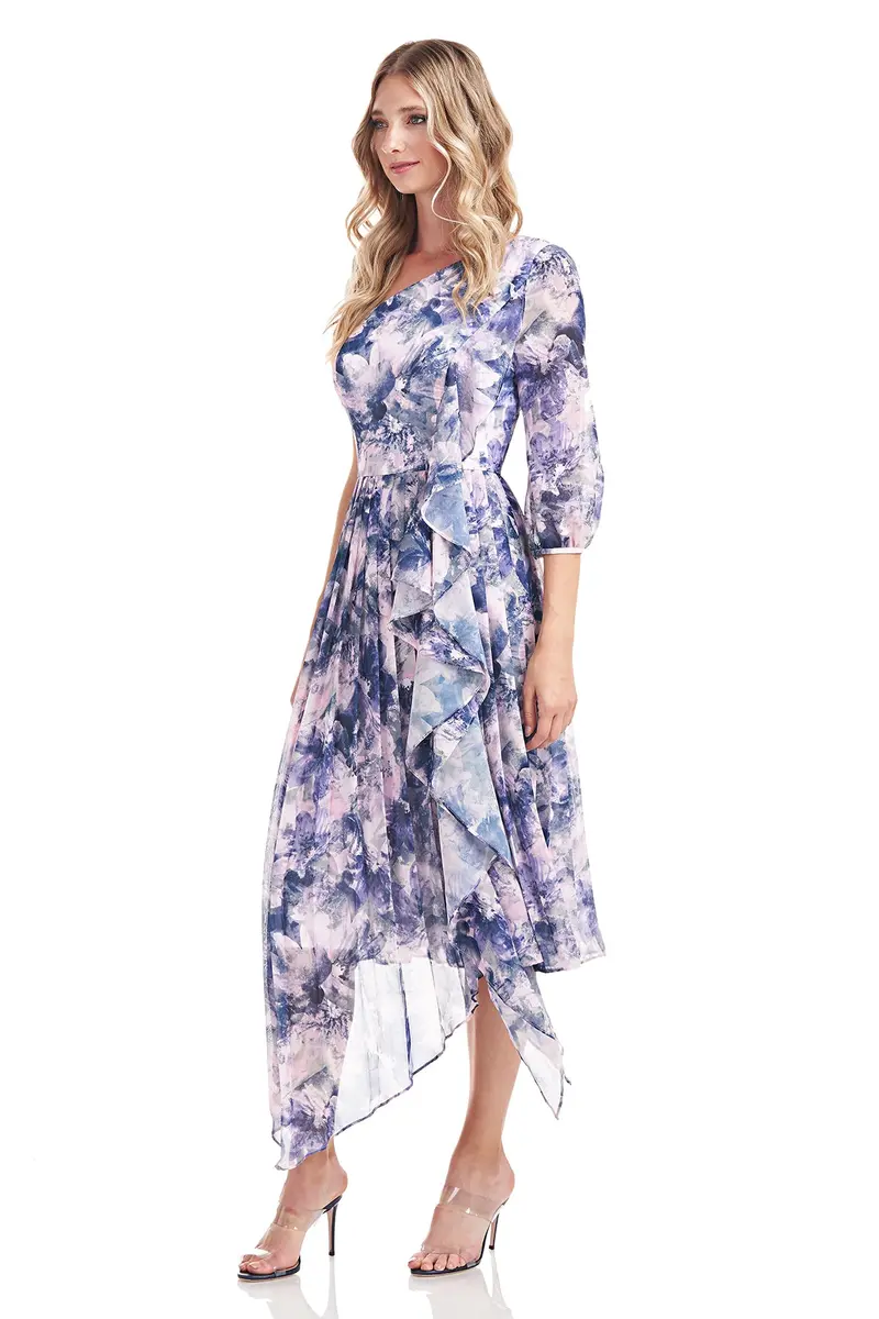 Kaylee One-Shoulder Ruffled Chiffon Midi Dress