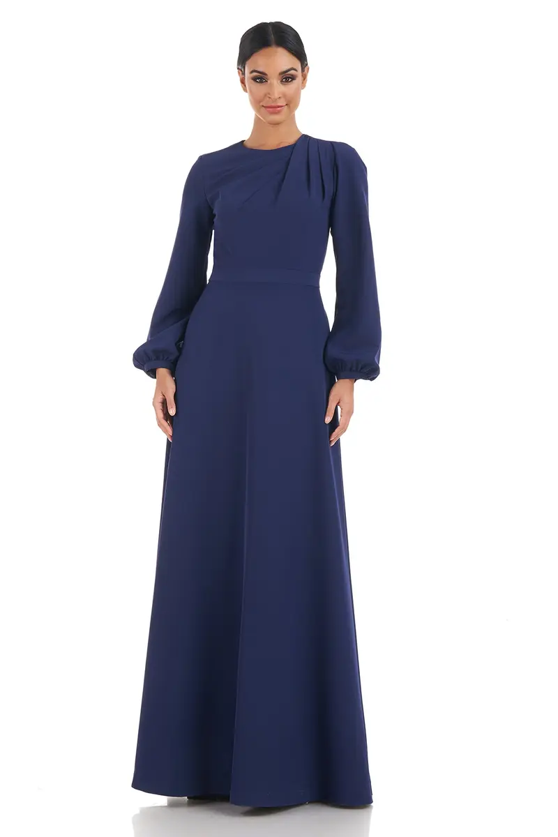 Kinsley Minimalist Stretch Crepe Gown with Pleated Bodice