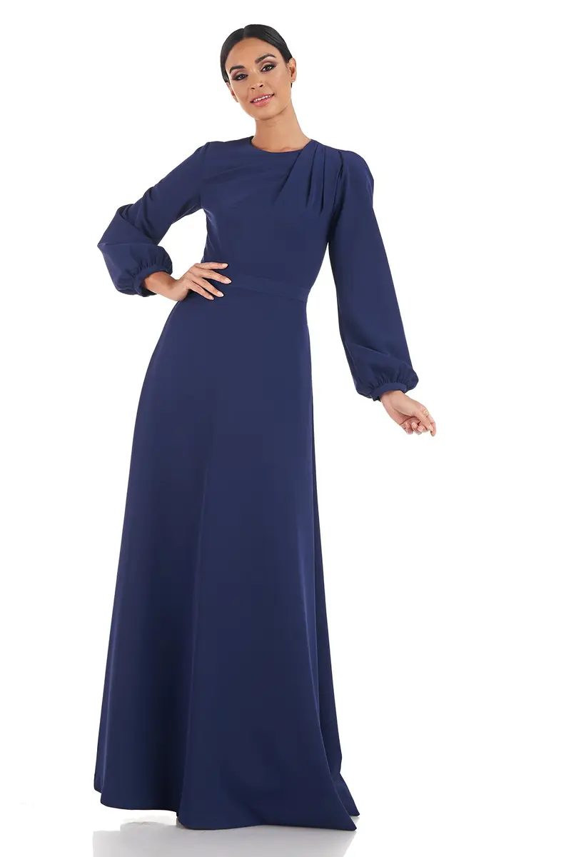 Kinsley Minimalist Stretch Crepe Gown with Pleated Bodice
