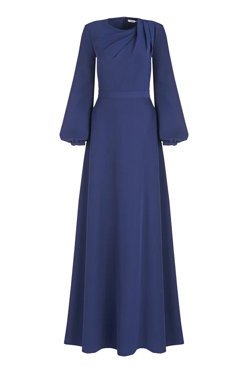Kinsley Minimalist Stretch Crepe Gown with Pleated Bodice