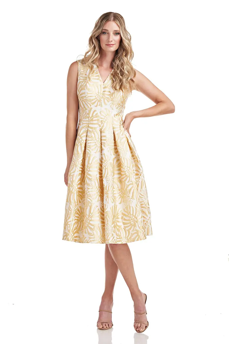 Liana Jacquard A-Line Midi Dress