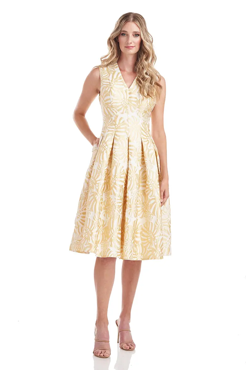 Liana Jacquard A-Line Midi Dress