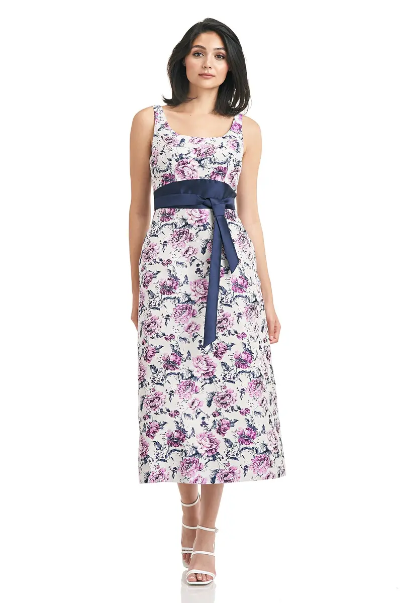 Lila Vintage-Inspired A-Line Tea-Length Dress