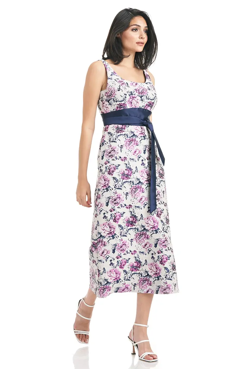 Lila Vintage-Inspired A-Line Tea-Length Dress