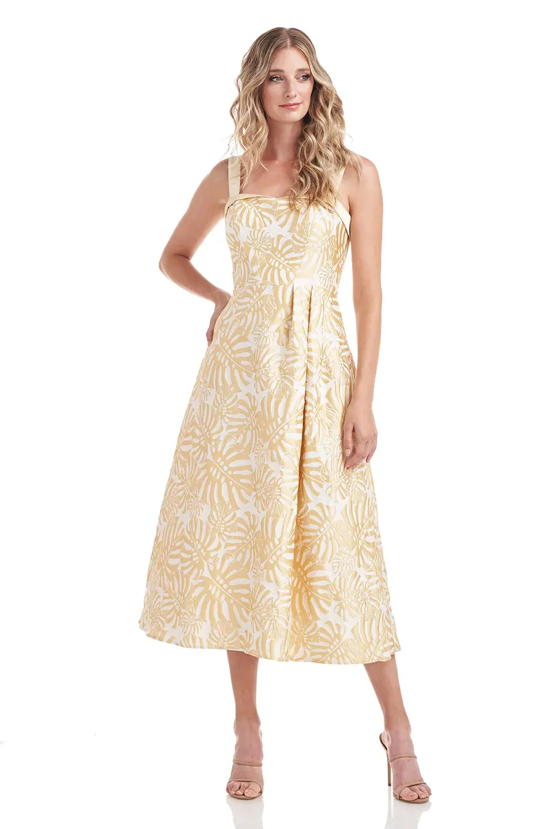 Liv Jacquard Tea-Length Party Dress