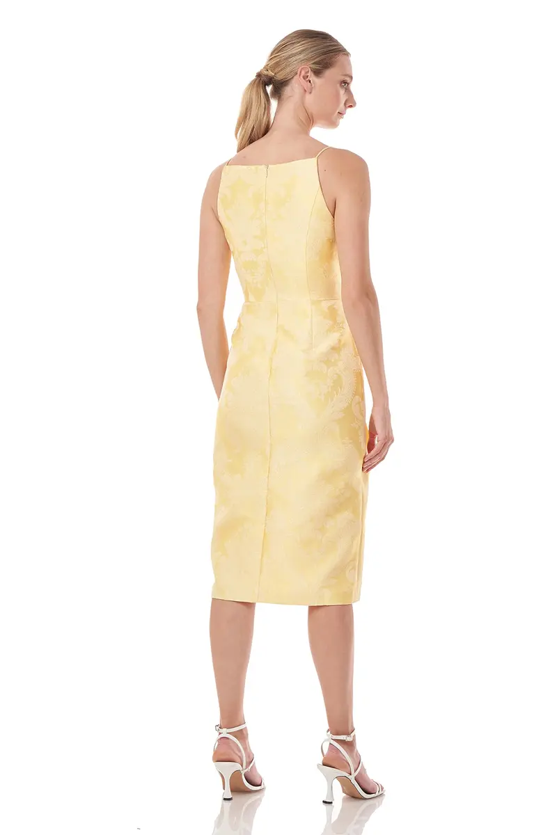 Lorraine Square-Neck Damask Jacquard Midi Dress