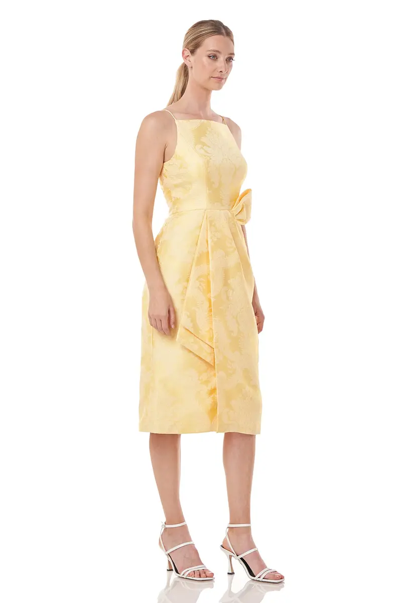 Lorraine Square-Neck Damask Jacquard Midi Dress