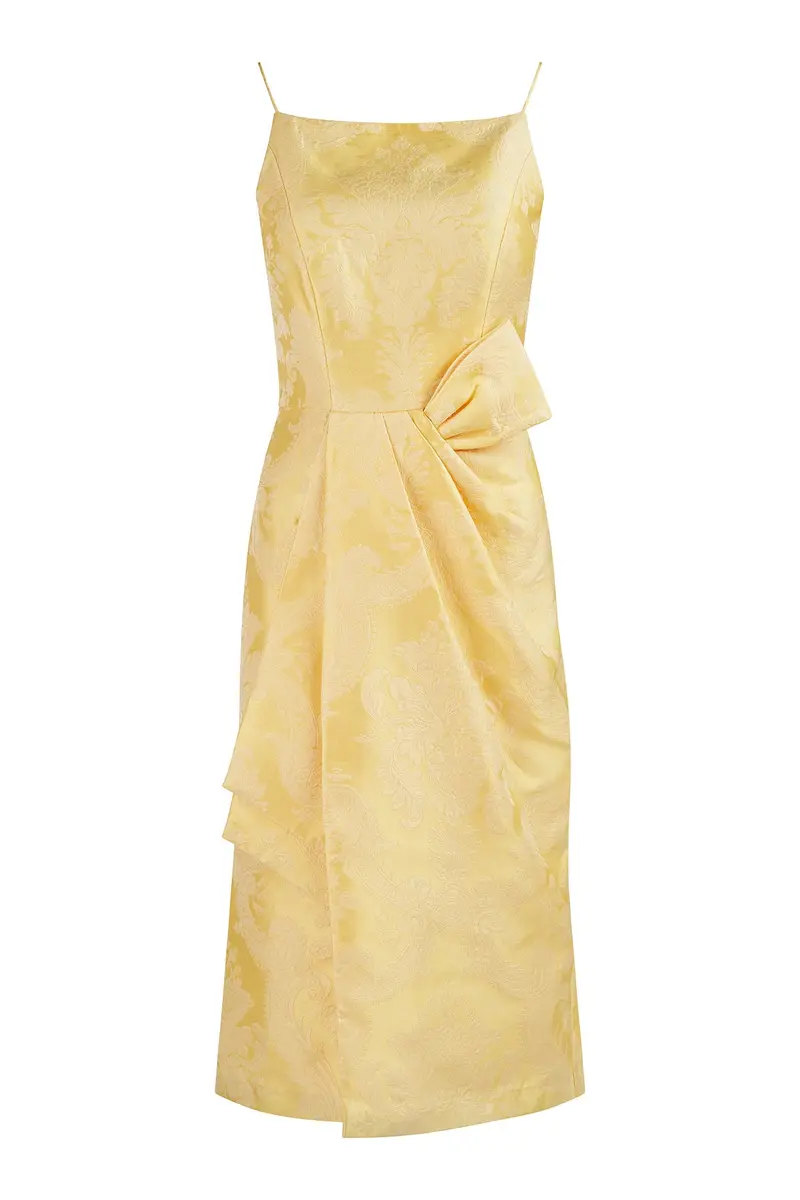 Lorraine Square-Neck Damask Jacquard Midi Dress