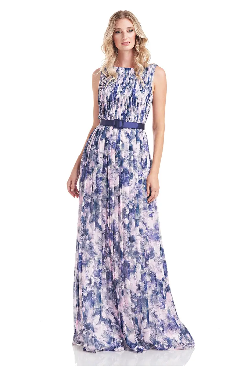 Luisa Romantic Pleated Floor-Length Gown