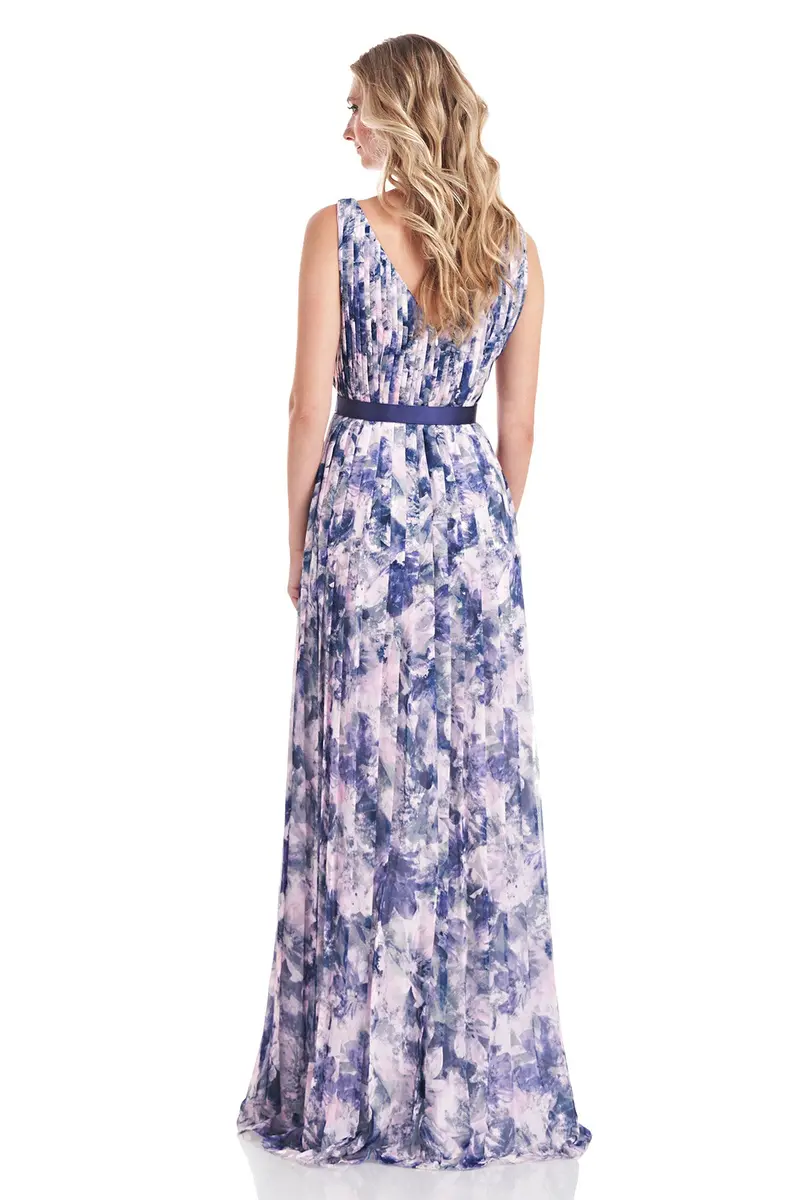 Luisa Romantic Pleated Floor-Length Gown