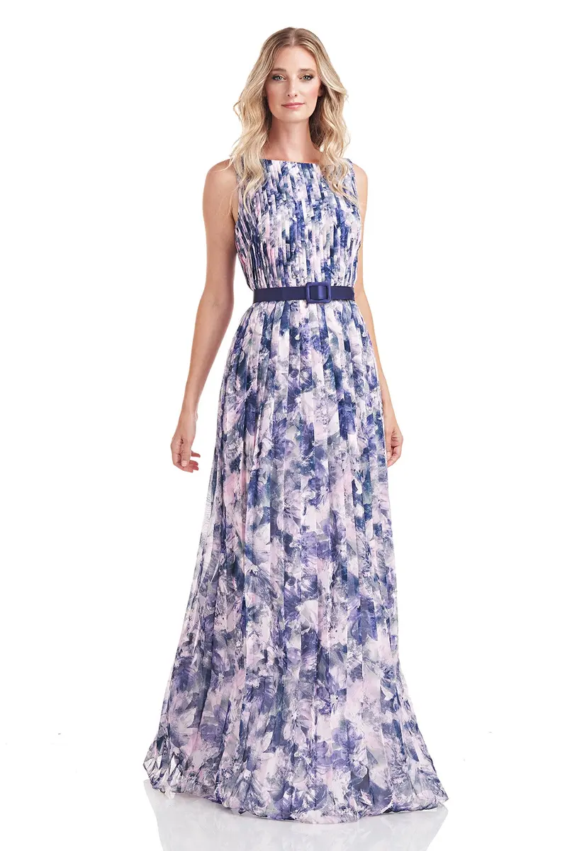 Luisa Romantic Pleated Floor-Length Gown