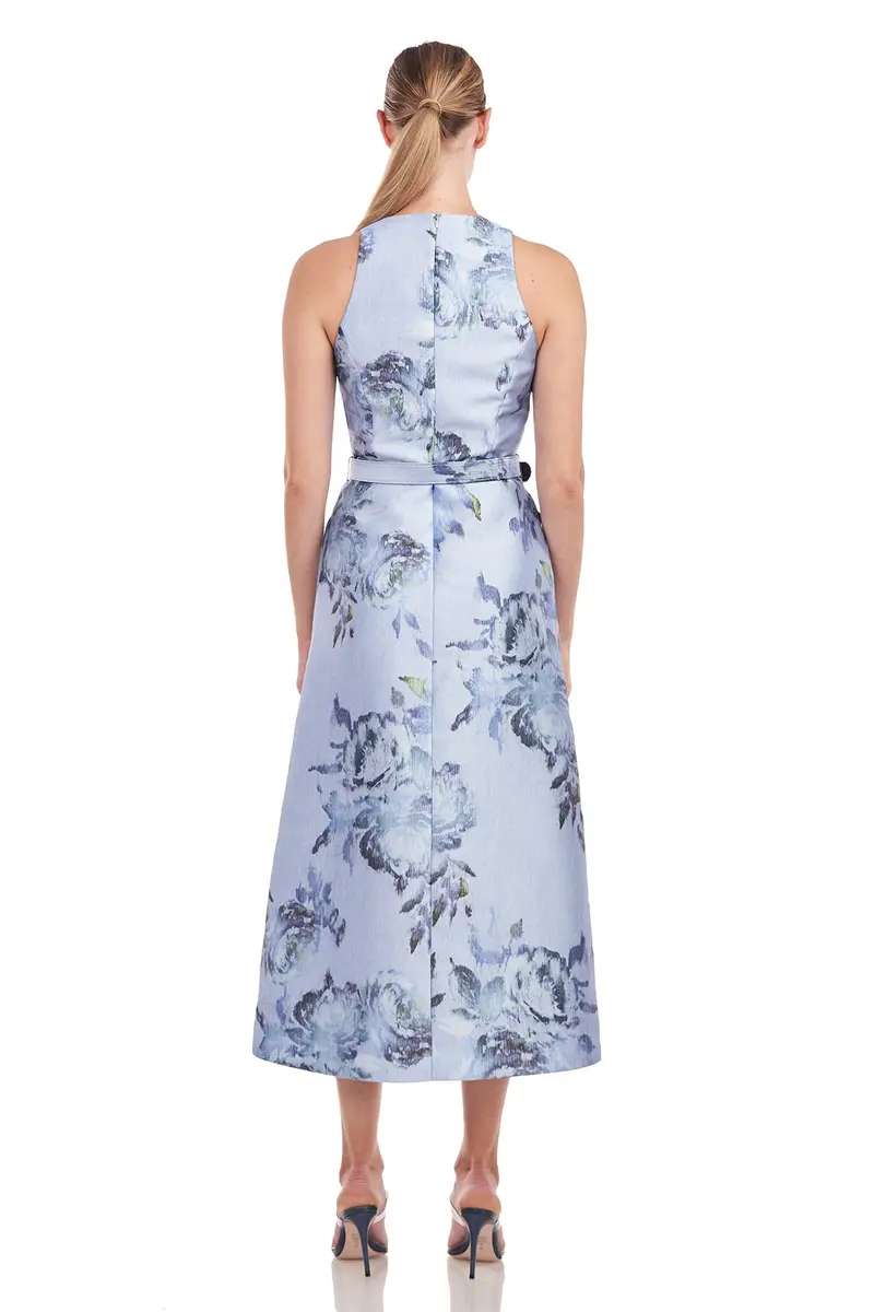 Luz Striated Rose Print High-Low Midi Dress 2