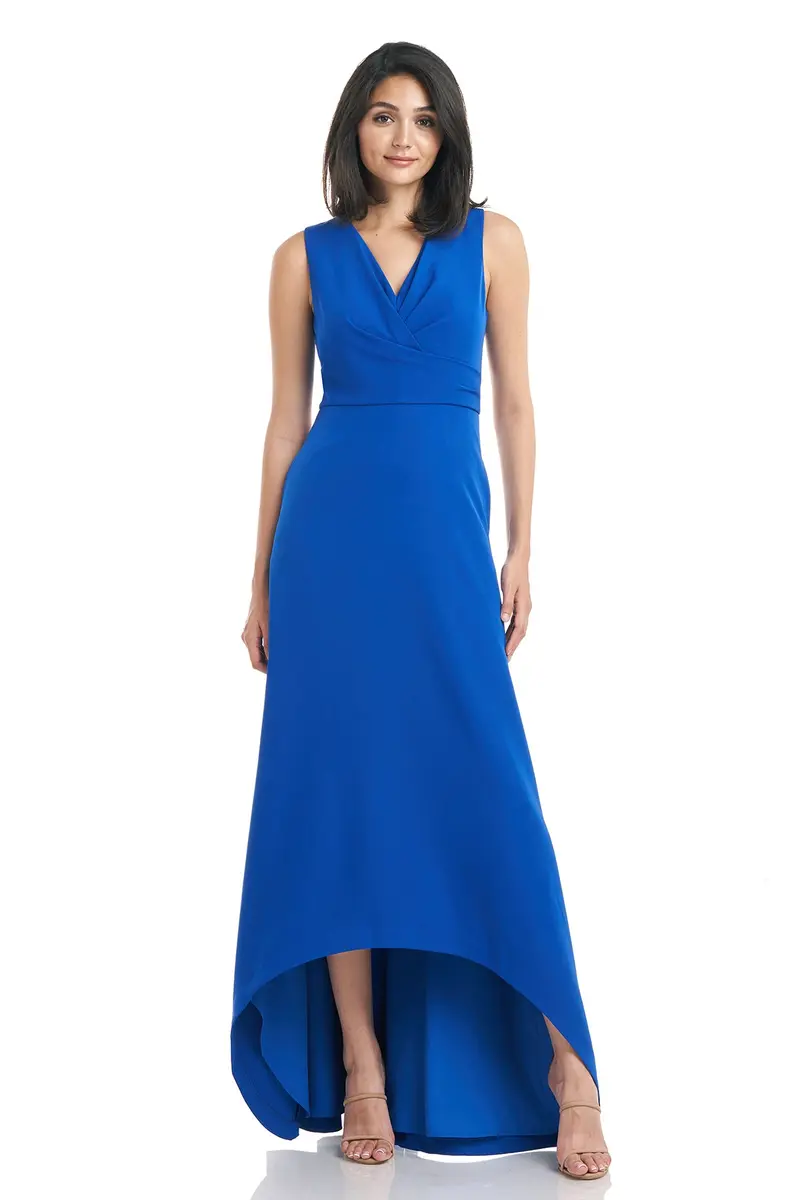 Modern Hi-Low Pleated Evening Gown