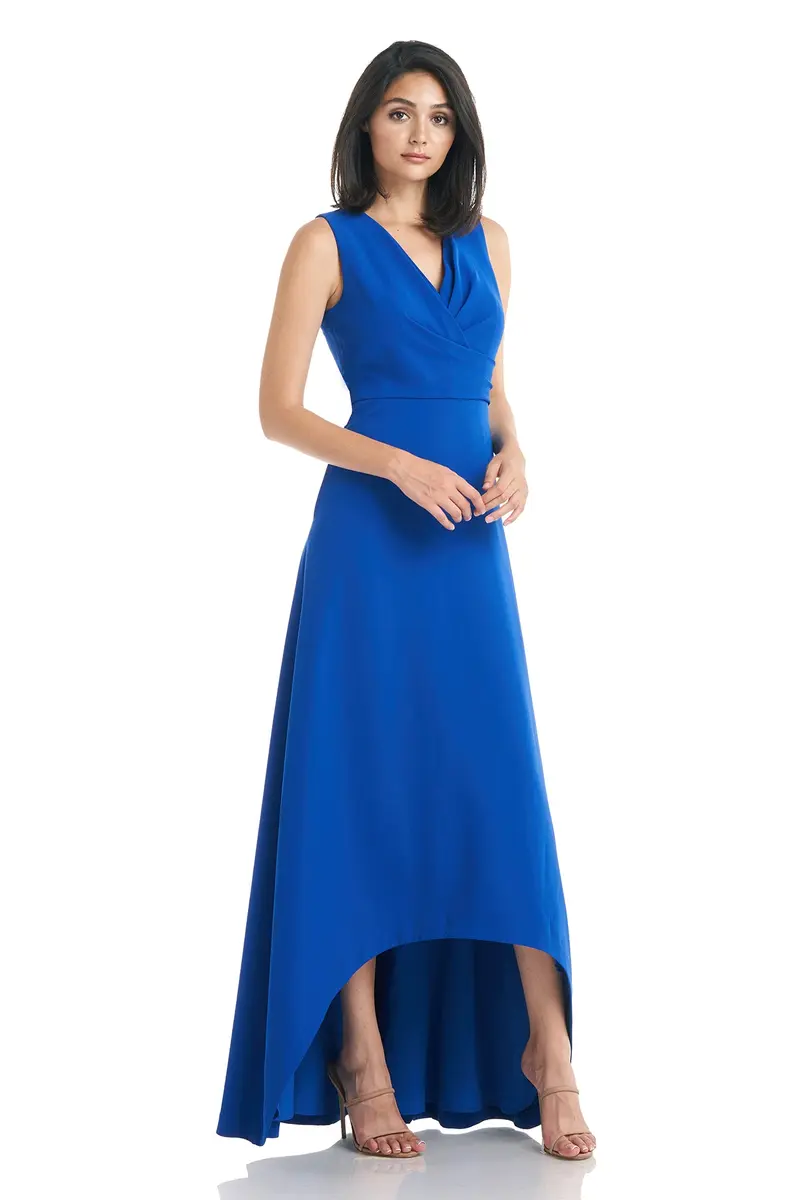 Modern Hi-Low Pleated Evening Gown