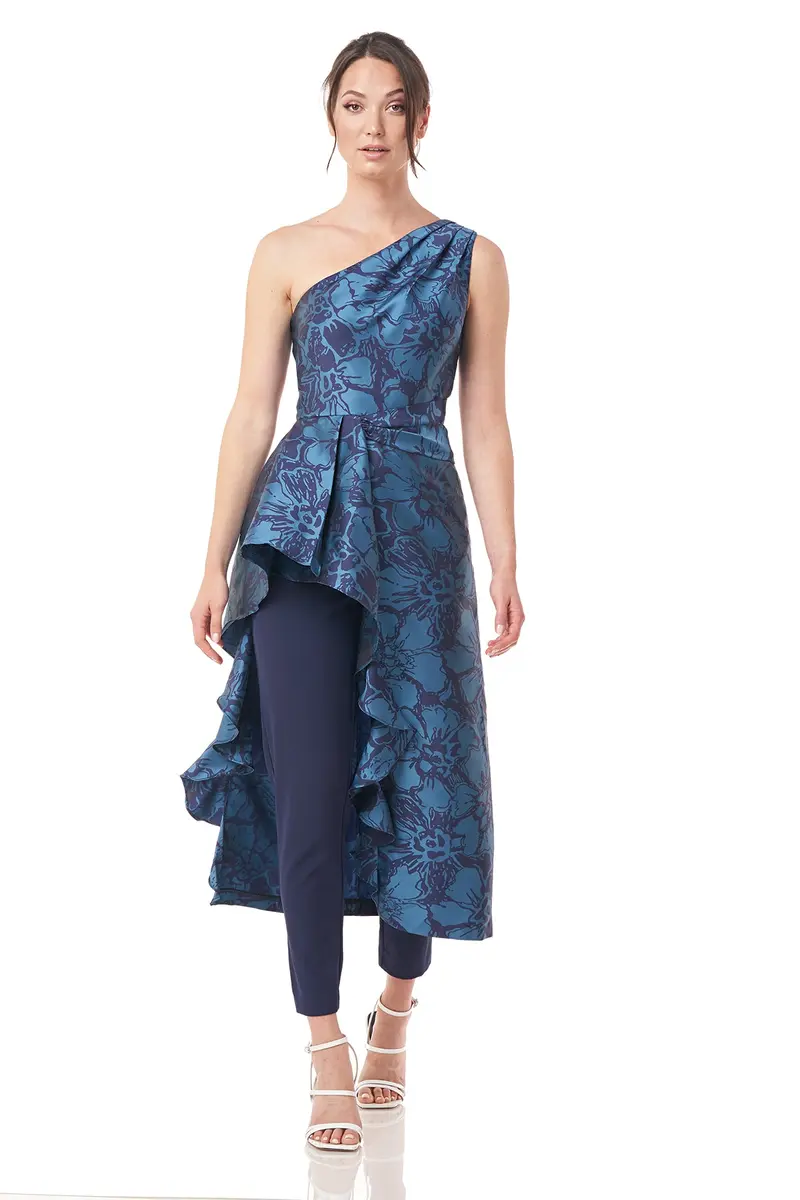 Monet-Inspired Pleated One-Shoulder Jumpsuit