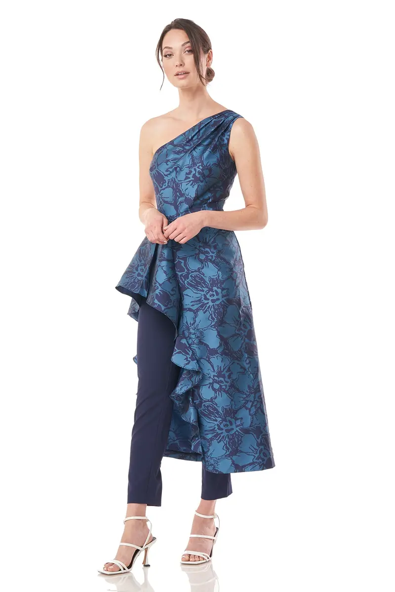 Monet-Inspired Pleated One-Shoulder Jumpsuit