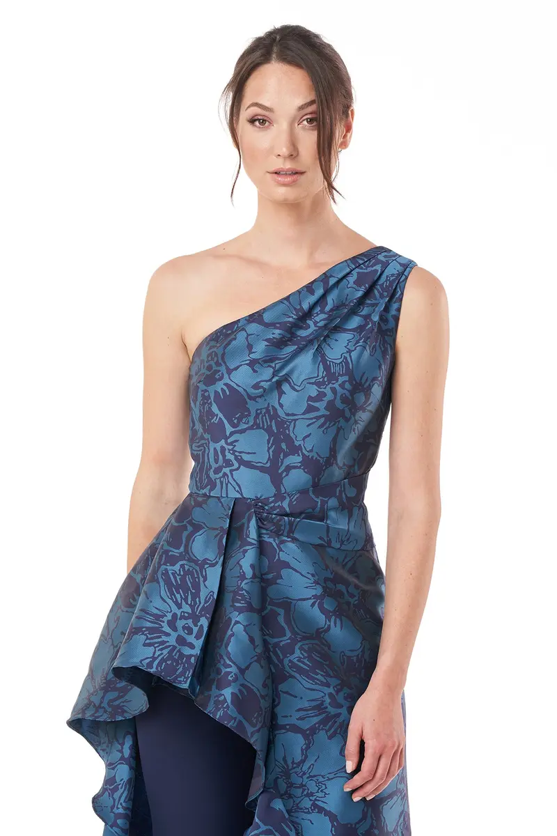 Monet-Inspired Pleated One-Shoulder Jumpsuit