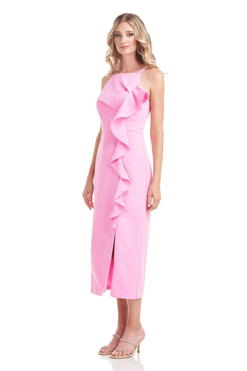 Nellie Pink Ruffle Cocktail Dress